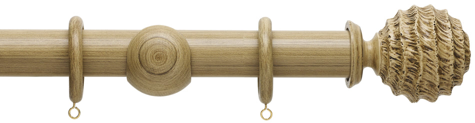 Hallis Origins 35mm Wood Pole, Shale, Fossil Ball Finial