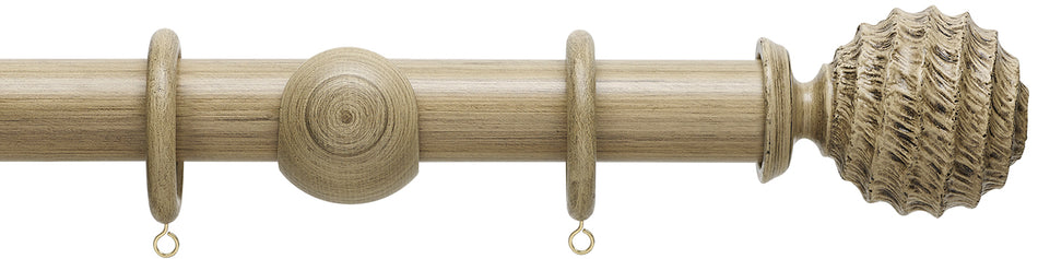 Hallis Origins 35mm Wood Pole, Quarry Stone, Fossil Ball Finial
