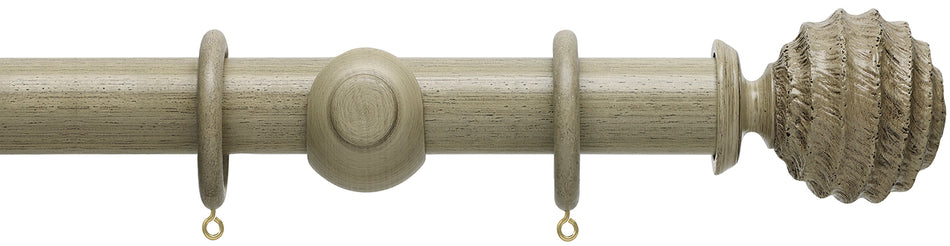Hallis Origins 35mm Wood Pole, Millstone Grey, Fossil Ball Finial