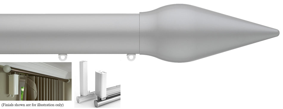 Silent Gliss Electric Metropole 50mm 7650 5190 Motor Anodic Grey Spear Finial