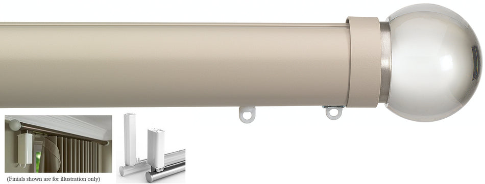 Silent Gliss Electric Metropole 50mm 7650 5190 Motor Taupe Clear Glass Ball