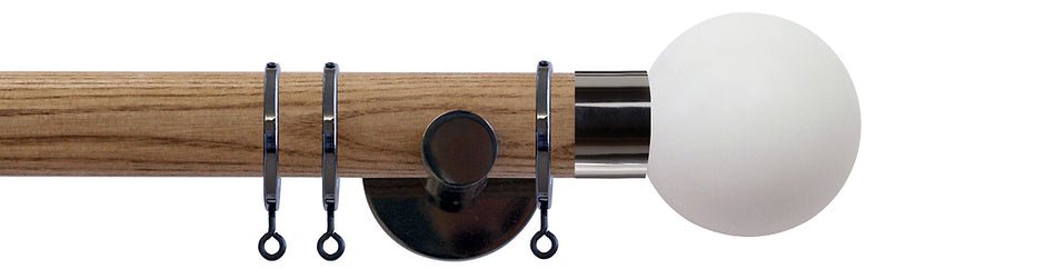 Jones Strand 35mm Wood Pole Light Oak, Black Nickel Painted Ball, Stone