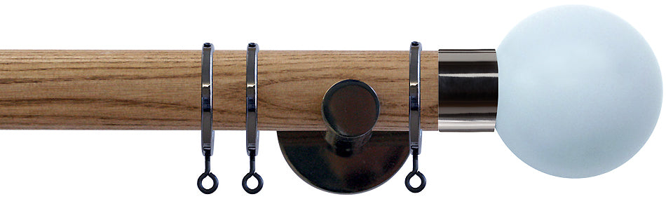 Jones Strand 35mm Wood Pole Light Oak, Black Nickel Painted Ball, Sky