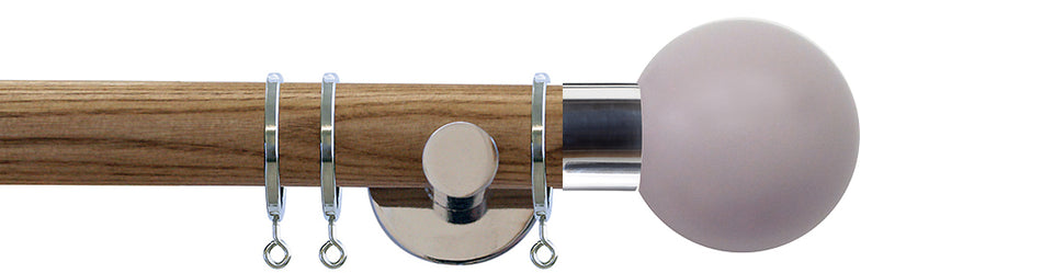 Jones Strand 35mm Wood Pole Light Oak, Chrome Painted Ball, Heather