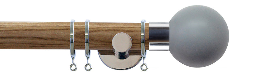 Jones Strand 35mm Wood Pole Light Oak, Chrome Painted Ball, Lead