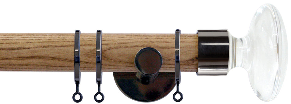 Jones Strand 35mm Wood Pole Light Oak, Black Nickel, Acrylic Disc