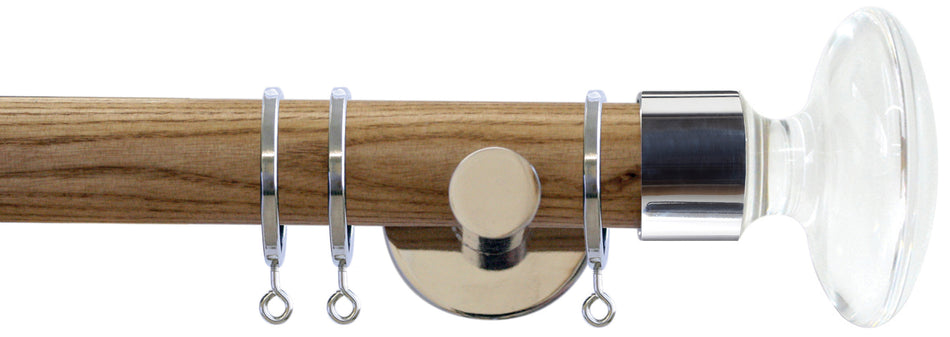 Jones Strand 35mm Wood Pole Light Oak, Chrome, Acrylic Disc