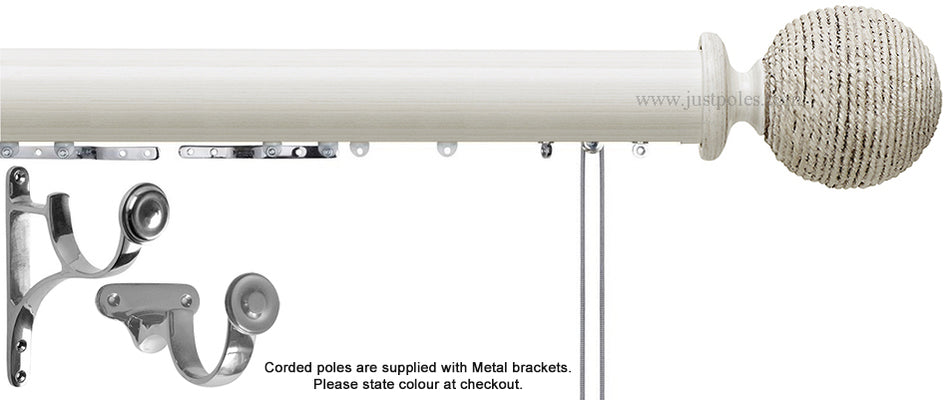 Hallis Origins 45mm Corded/Tracked Wood Pole, Chalk Stone, Twine Finial