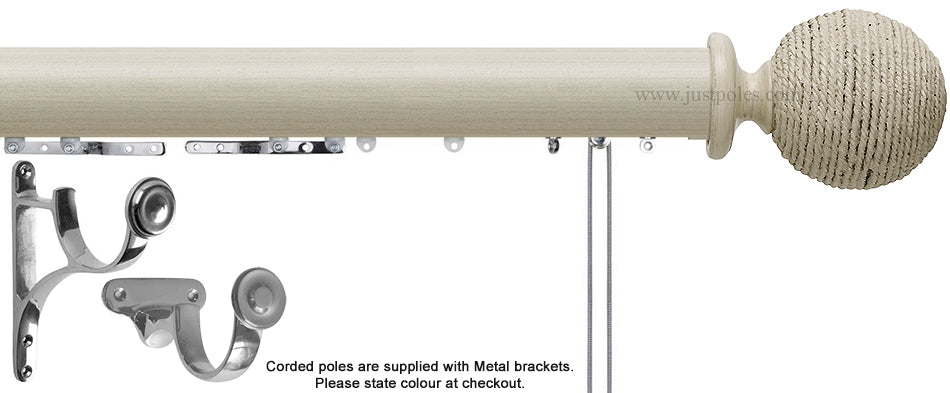 Hallis Origins 45mm Corded/Tracked Wood Pole, Limestone, Twine Finial
