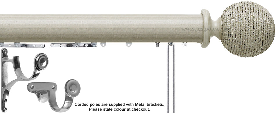 Hallis Origins 45mm Corded/Tracked Wood Pole, Flint Grey, Twine Finial