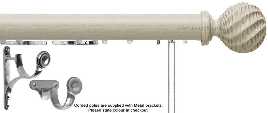 Hallis Origins 45mm Corded/Tracked Wood Pole, Limestone, Ammonite Finial