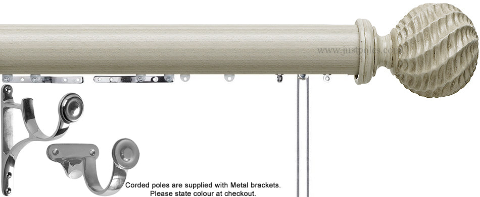 Hallis Origins 45mm Corded/Tracked Wood Pole, Flint Grey, Ammonite Finial