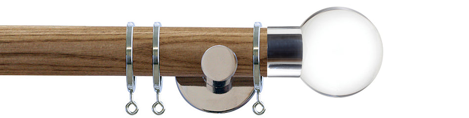 Jones Strand 35mm Wood Pole Light Oak, Chrome, Acrylic Ball