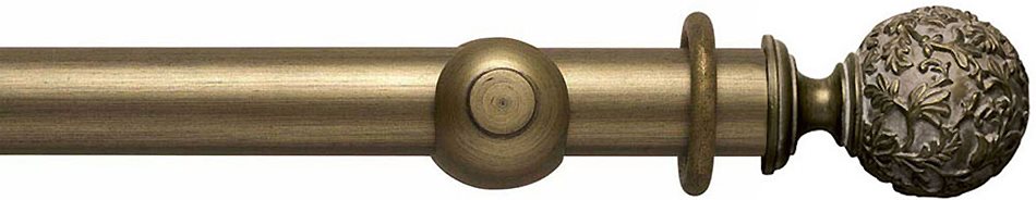 Modern Country 45mm, 55mm Pole, Gold Black, Floral Ball Finial