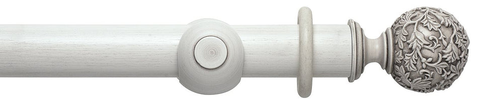 Modern Country 45mm, 55mm Pole, Brushed Ivory, Floral Ball Finial