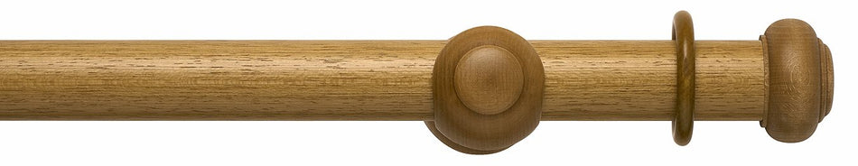 Modern Country 45mm, 55mm Pole, Light Oak, Button Finial