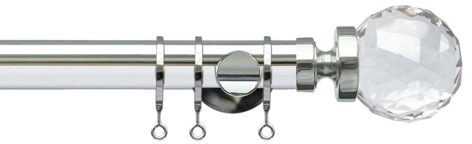 Jones Lunar 28mm Pole Chrome, Clear Faceted Glass