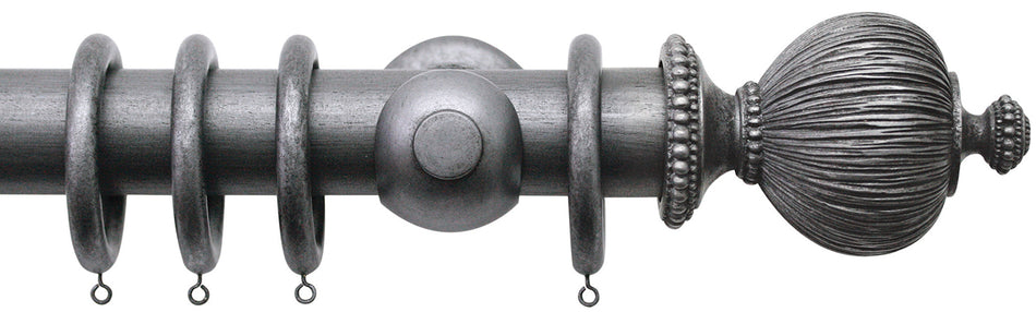 Jones Florentine 48mm Pole, Cup, Pewter, Pleated Ball