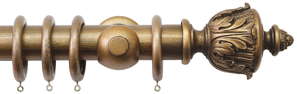 Jones Florentine 48mm Pole, Cup, Antique Gold, Acanthus