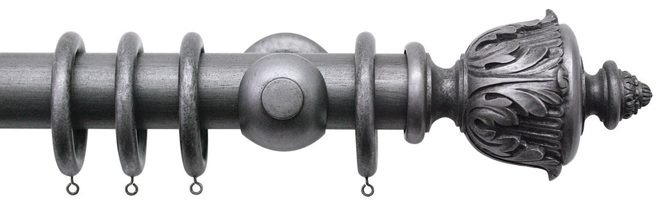 Jones Florentine 48mm Pole, Cup, Pewter, Acanthus