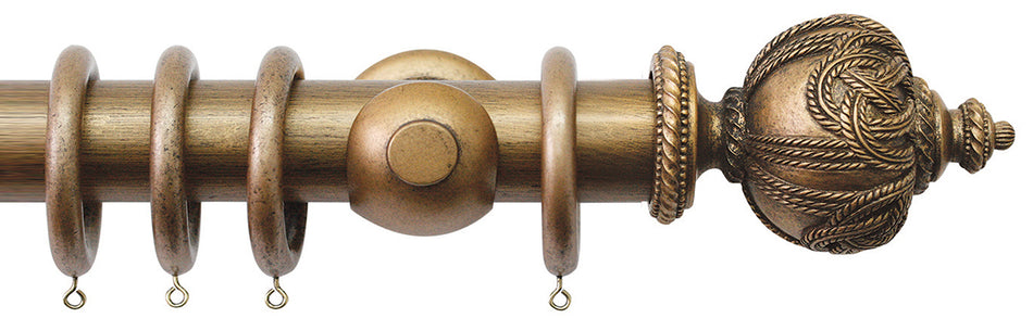 Jones Florentine 48mm Pole, Cup, Antique Gold, Rope