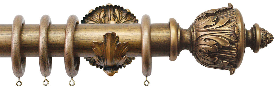 Jones Florentine 48mm Pole, Acanthus, Antique Gold, Acanthus