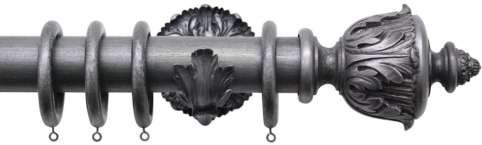 Jones Florentine 48mm Pole, Acanthus, Pewter, Acanthus