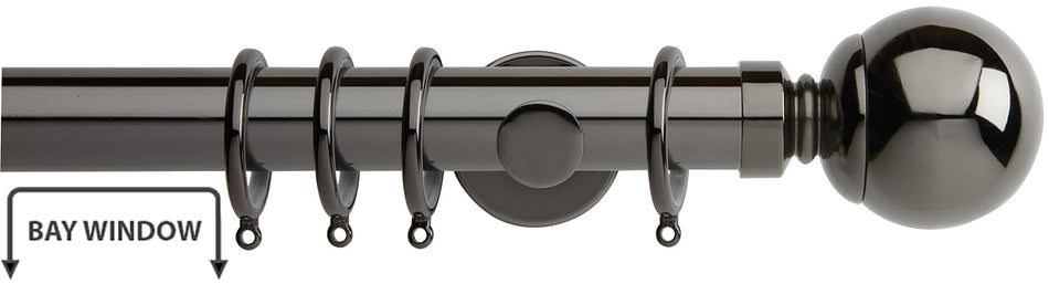 Neo 35mm Bay Window Pole Black Nickel Ball